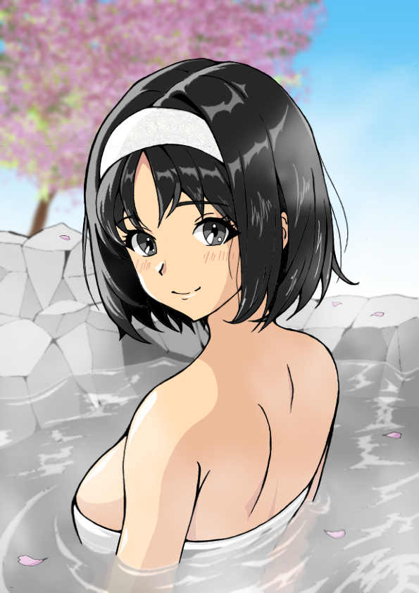 宝可梦、宝可梦 红/绿/蓝/皮卡丘、莉佳 (宝可梦) 1名女孩 沐浴 黑发 脸红 乳房