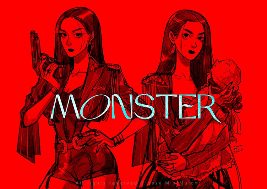 Red Velvet、裴珠泫 (Red Velvet)、涩琪 (Red Velvet) 2名女孩 闭嘴 耳环 枪 头发别在耳后