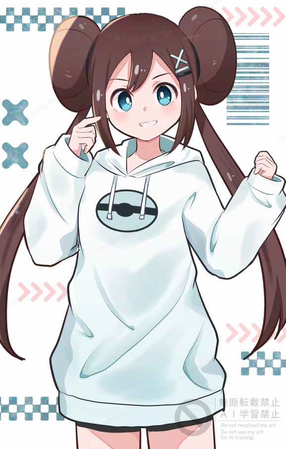 宝可梦、宝可梦 黑2/白2、鸣依 (宝可梦) 1名女孩 替换服装 黑色短裤 蓝眼 棕发