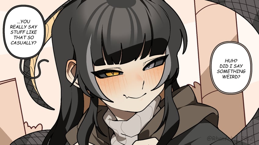 原创、莉莉丝 (Junkzero) 黑发 黑色巩膜 脸红 挂耳染 有色巩膜
