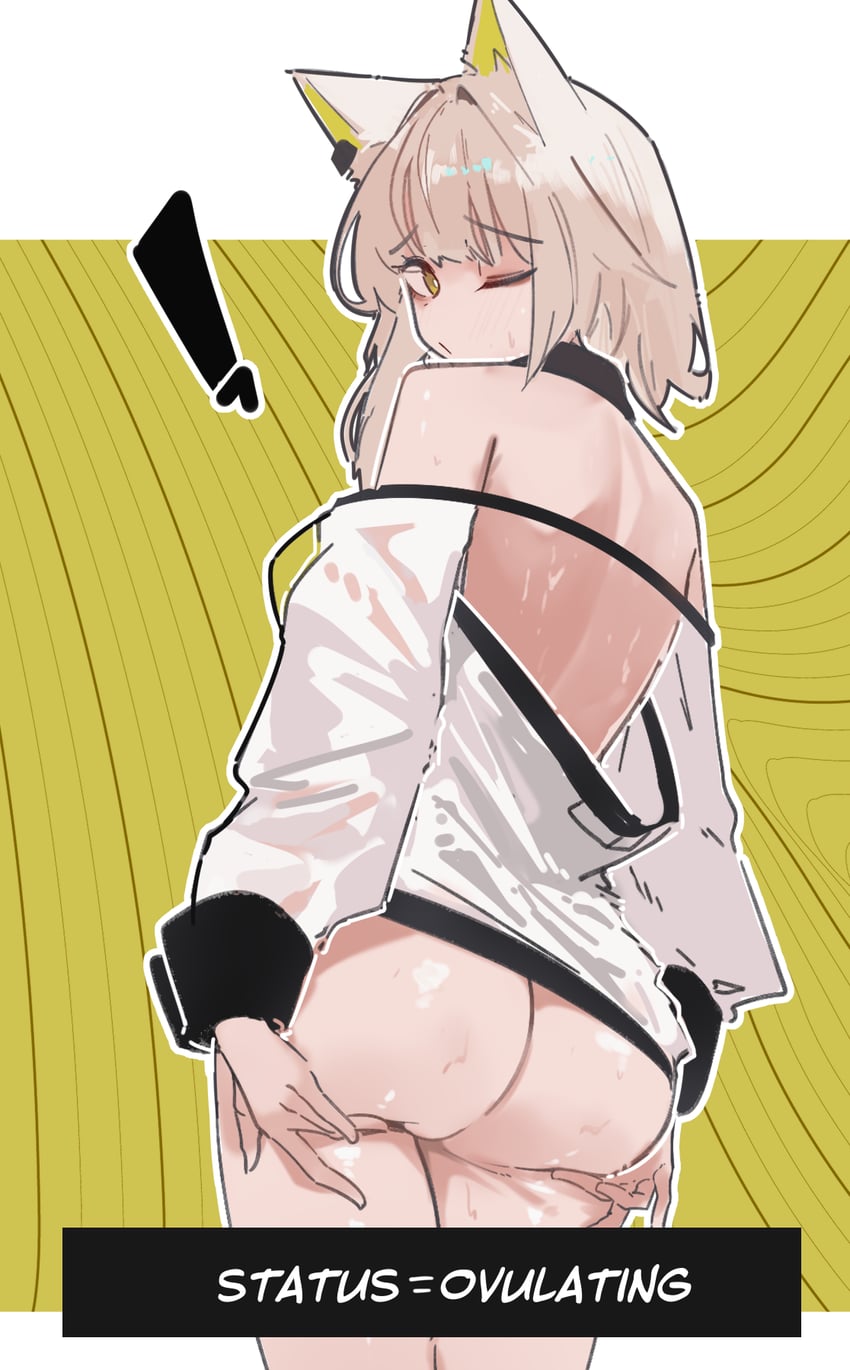 明日方舟、凯尔希 (明日方舟) 1名女孩 兽耳 背影 露背装 露肩