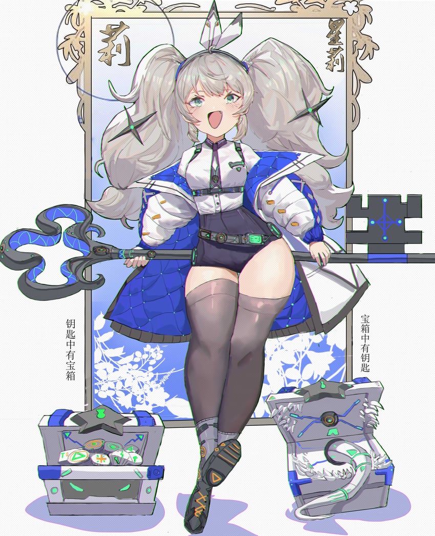 原创 1名女孩 黑色领带 黑鞋 黑色短裤 黑色过膝袜