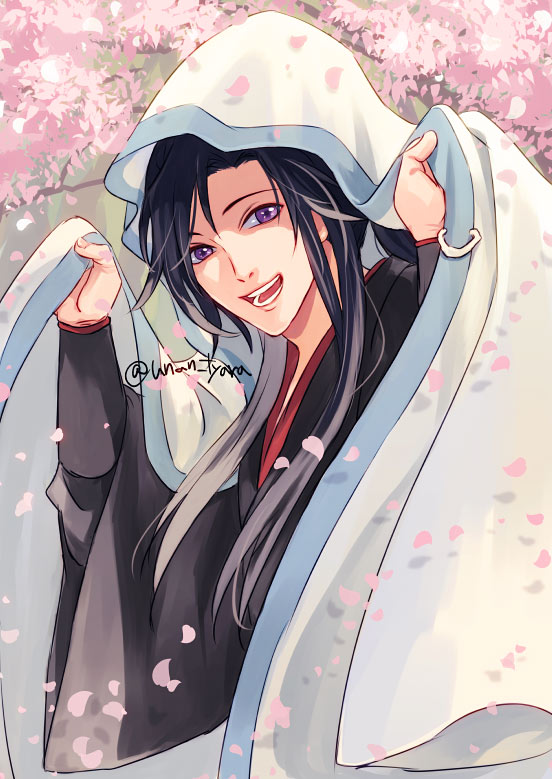 魔道祖师、魏无羡 1名男孩 :D 黑发 黑色汉服 毯子