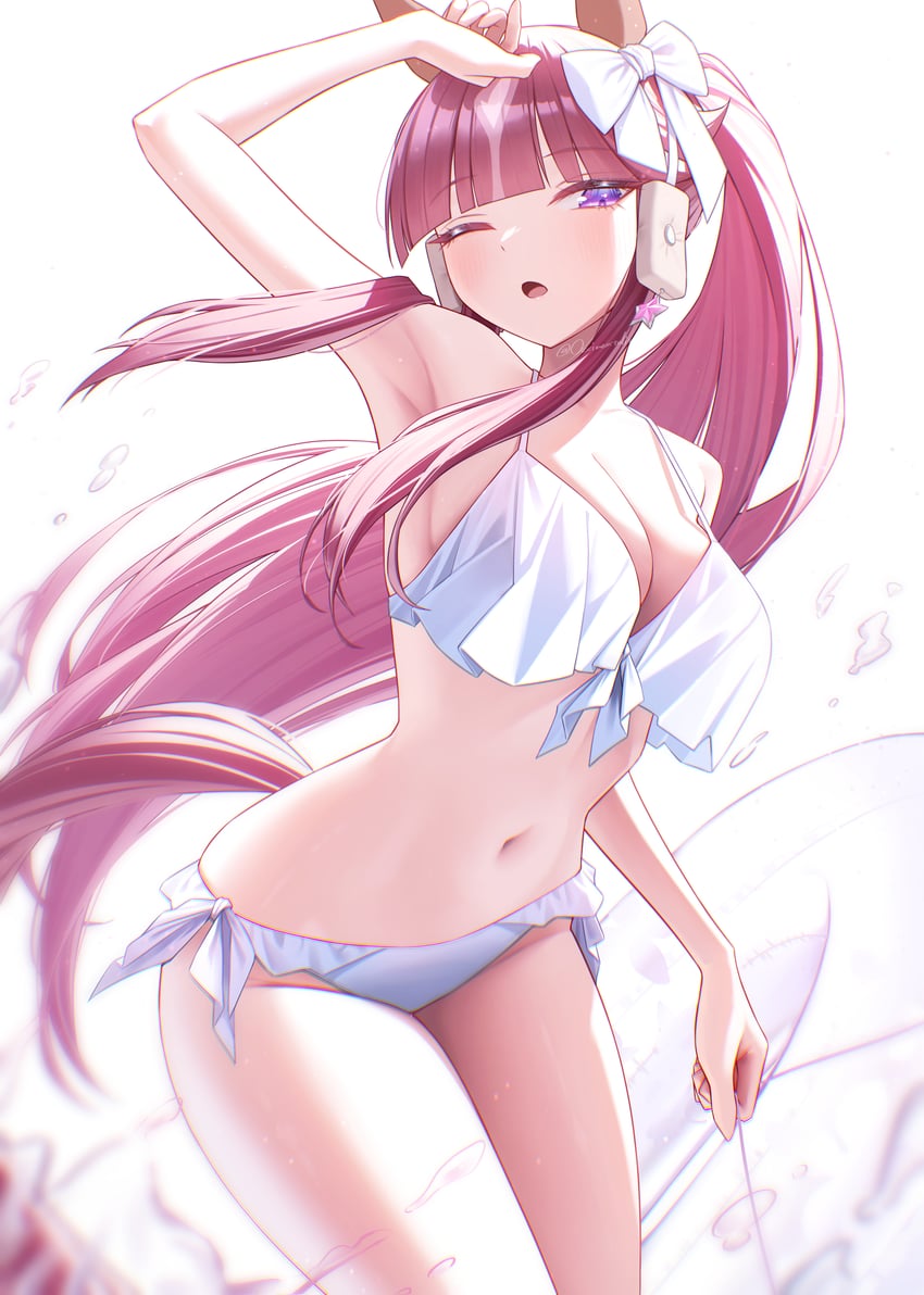 赛马娘、幸运丁香 (赛马娘) 1名女孩 替换服装 兽耳 举手 腋下