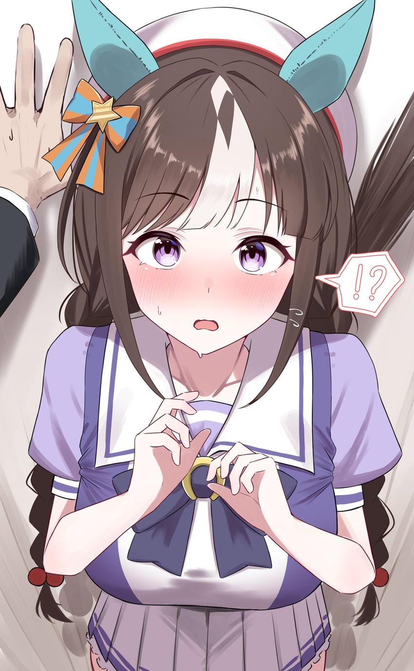 赛马娘、北港火山 (赛马娘) !? 1名男孩 1名女孩 兽耳 贝雷帽