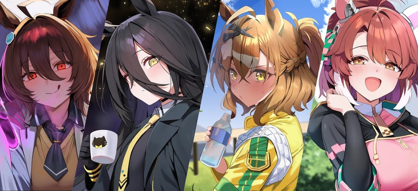 赛马娘、赛马娘：新时代之门、爱丽速子 (赛马娘) 4个女孩 :D :q 呆毛 兽耳