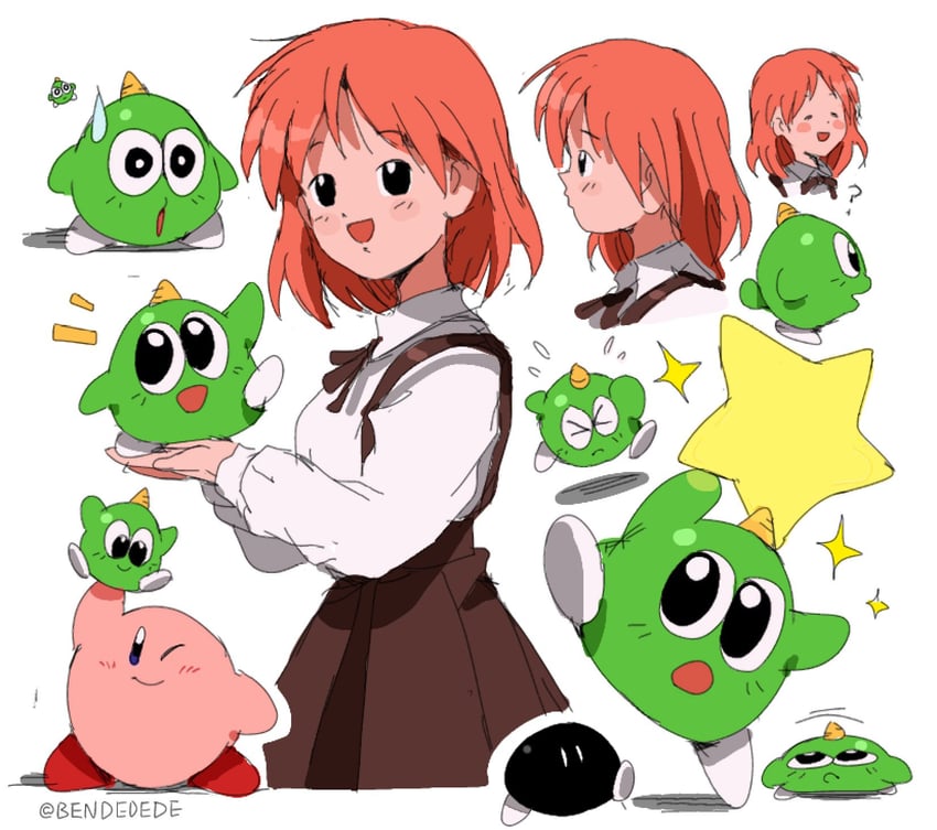 Gimmick!、星之卡比、无名女孩 (Gimmick!) 1名女孩 :D 闭眼挤眼 问号 黑瞳
