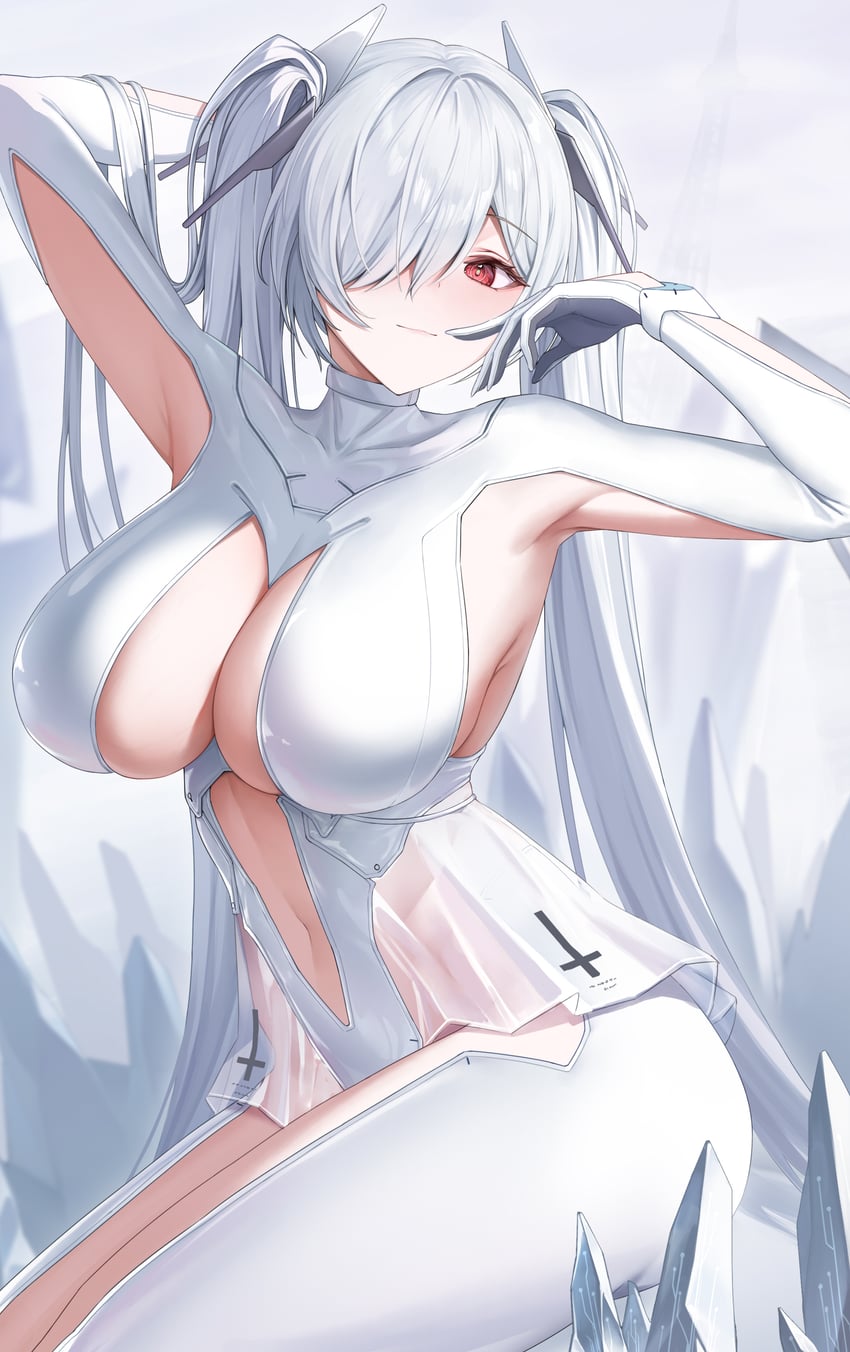 胜利女神：妮姬、灰姑娘 (妮姬) 1名女孩 腋部开窗 腋下 举起双手 黑色手套