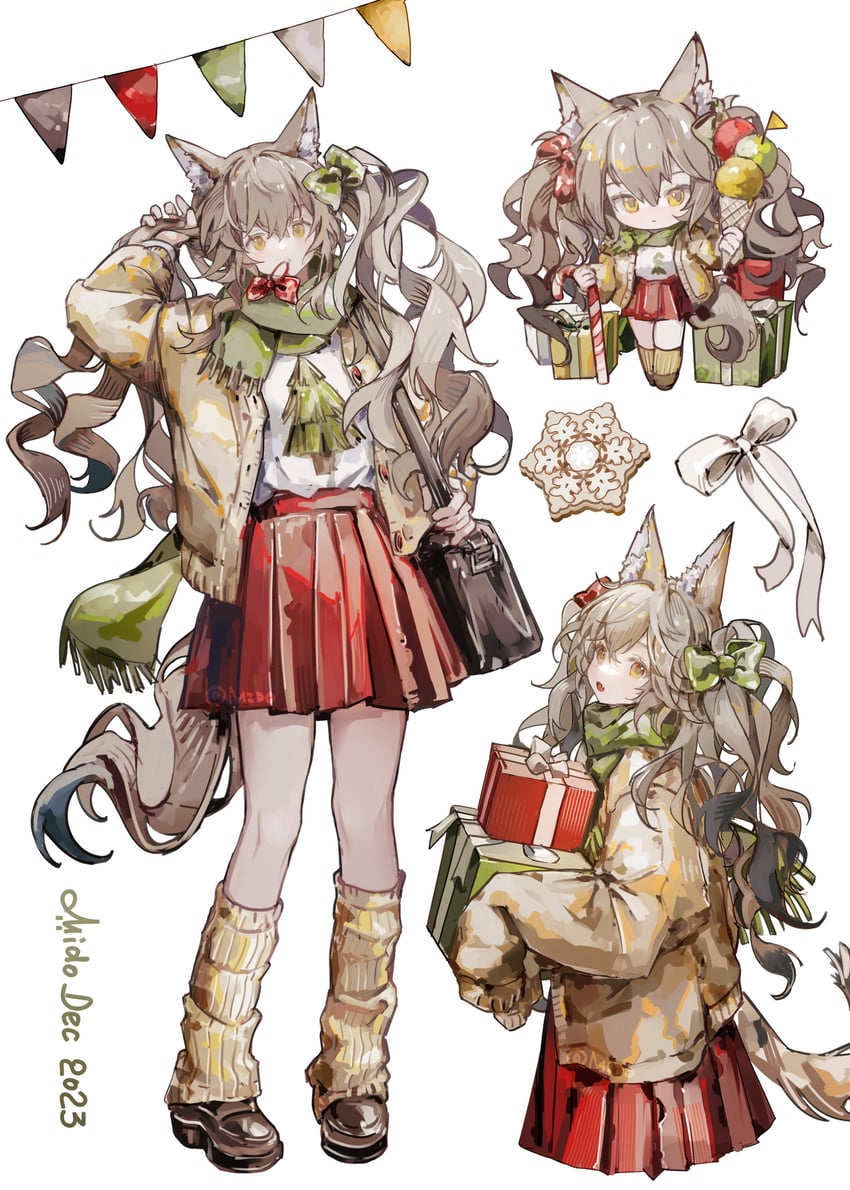 明日方舟、安洁莉娜 (明日方舟) 1名女孩 替换服装 作者名 蝴蝶结 盒子