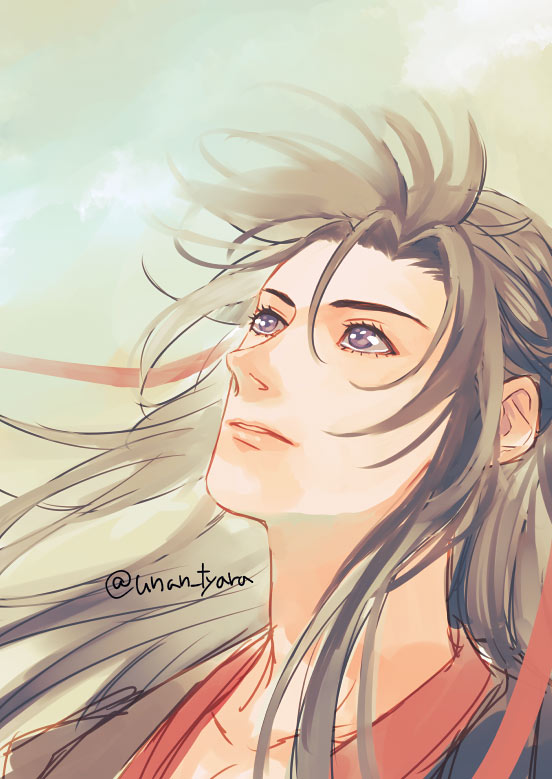 魔道祖师、魏无羡、魏无羡 (夷陵老祖) 1名男孩 黑发 黑色汉服 棕发 中国风服饰