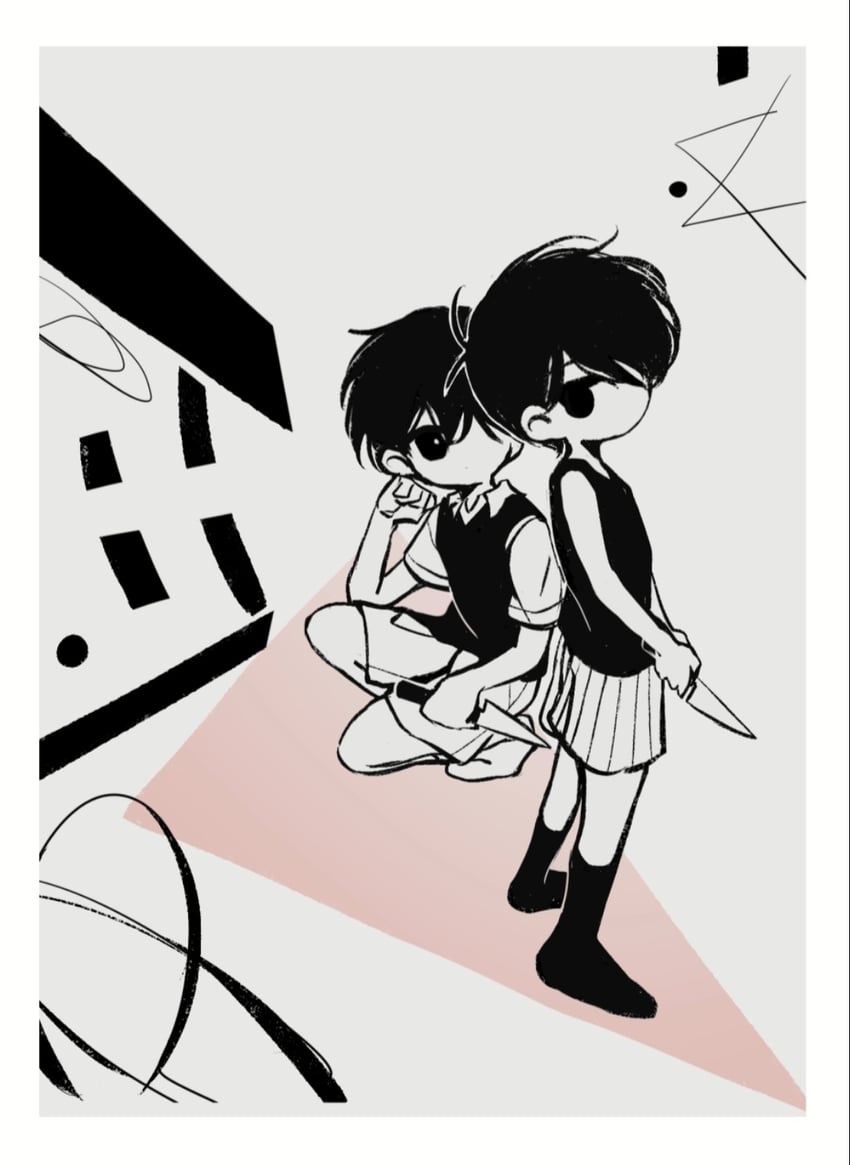 OMORI、Omori (OMORI)、Sunny (OMORI) 2个男孩 呆毛 亮瞳 有领衬衫 双重人格