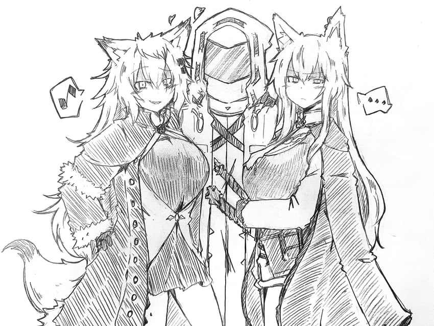 明日方舟、博士 (明日方舟)、拉普兰德 (明日方舟) ... 1个其他角色 2名女孩 异形乳量 (大) 兽耳