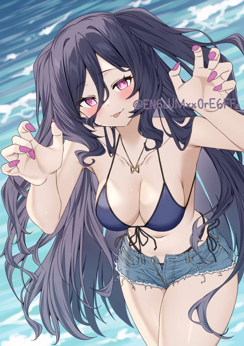原创、紫发少女 (Yamano Rokamizu) 1名女孩 :p 裸臂 裸腿 露肩