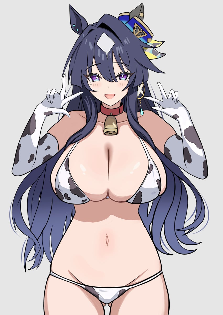 赛马娘、薇儿希娜 (赛马娘) 1名女孩 兽耳 动物花纹 大腿间可见臀部 露肩