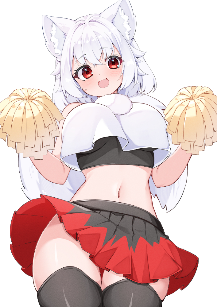 东方Project、犬走椛 1名女孩 兽耳 黑色过膝袜 脸红 乳房