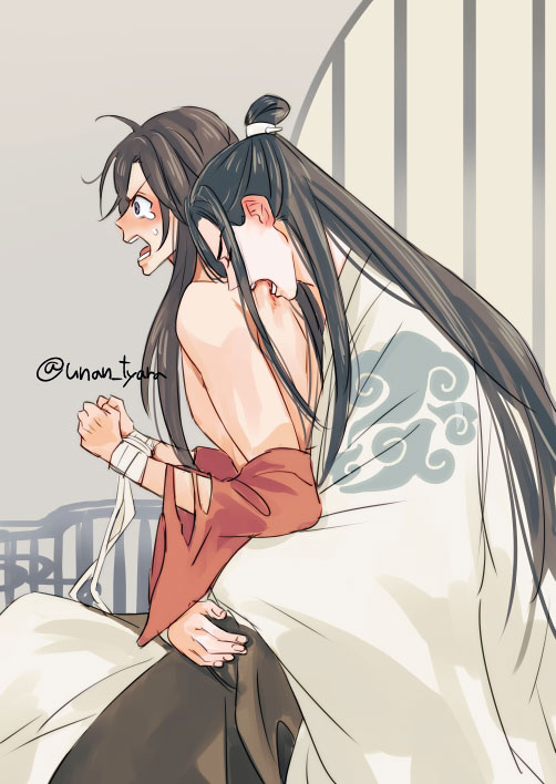 魔道祖师、蓝忘机、魏无羡 2个男孩 呆毛 替换服装 不同发型 床