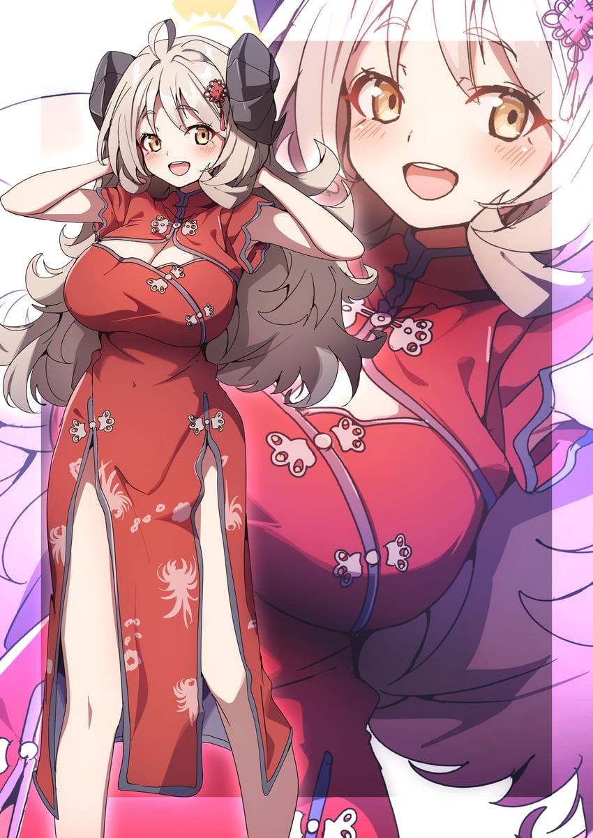 蔚蓝档案、泉 1名女孩 呆毛 替换服装 黑角 脸红