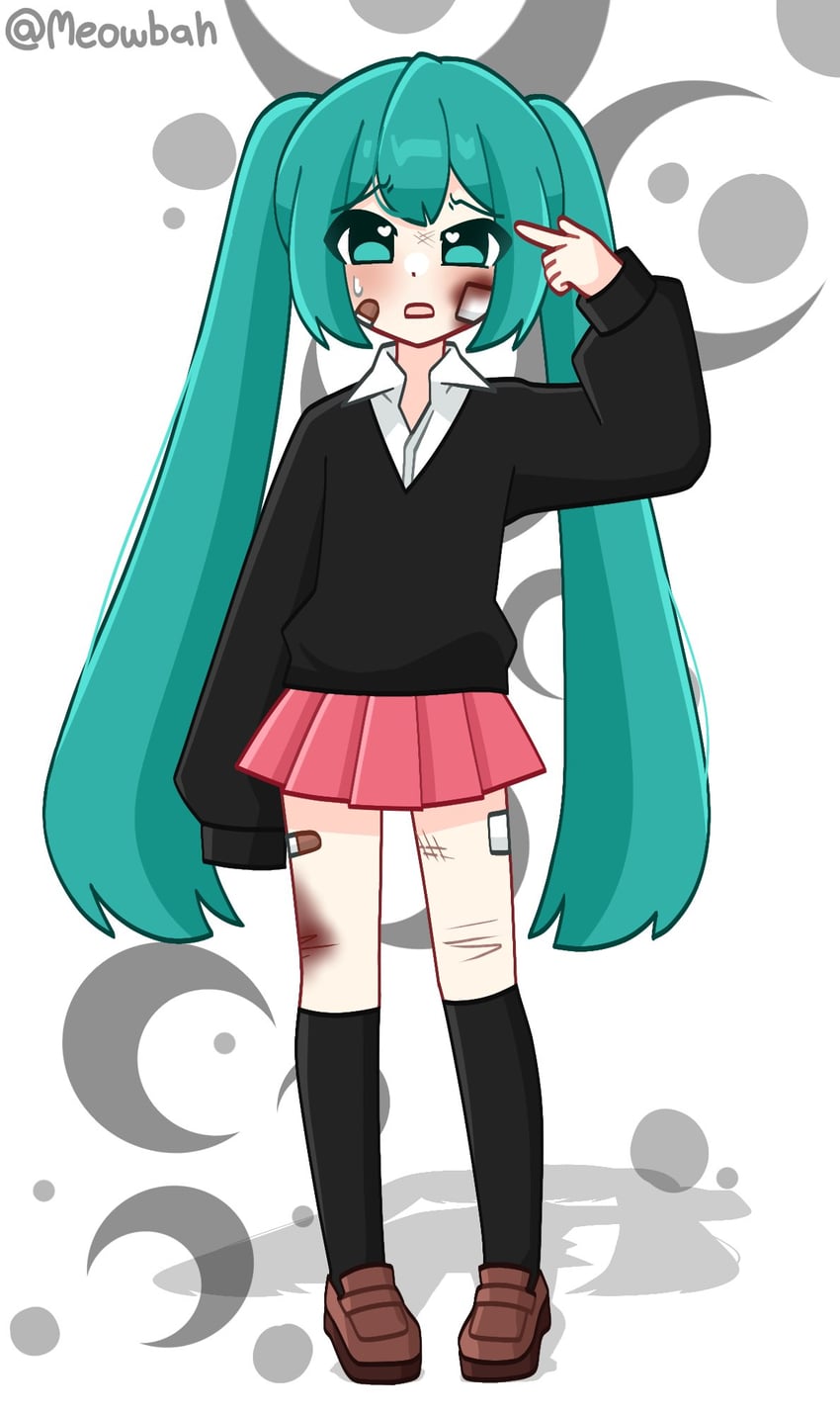 滚滚女 (Vocaloid)、VOCALOID、初音未来 1名女孩 替换服装 水色瞳 水色发 作者名
