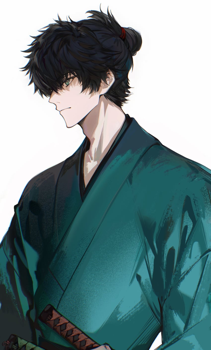 Fate/Samurai Remnant、Fate系列、宫本伊织 (Fate) 1名男孩 黑发 闭嘴 绿眼 绿和服