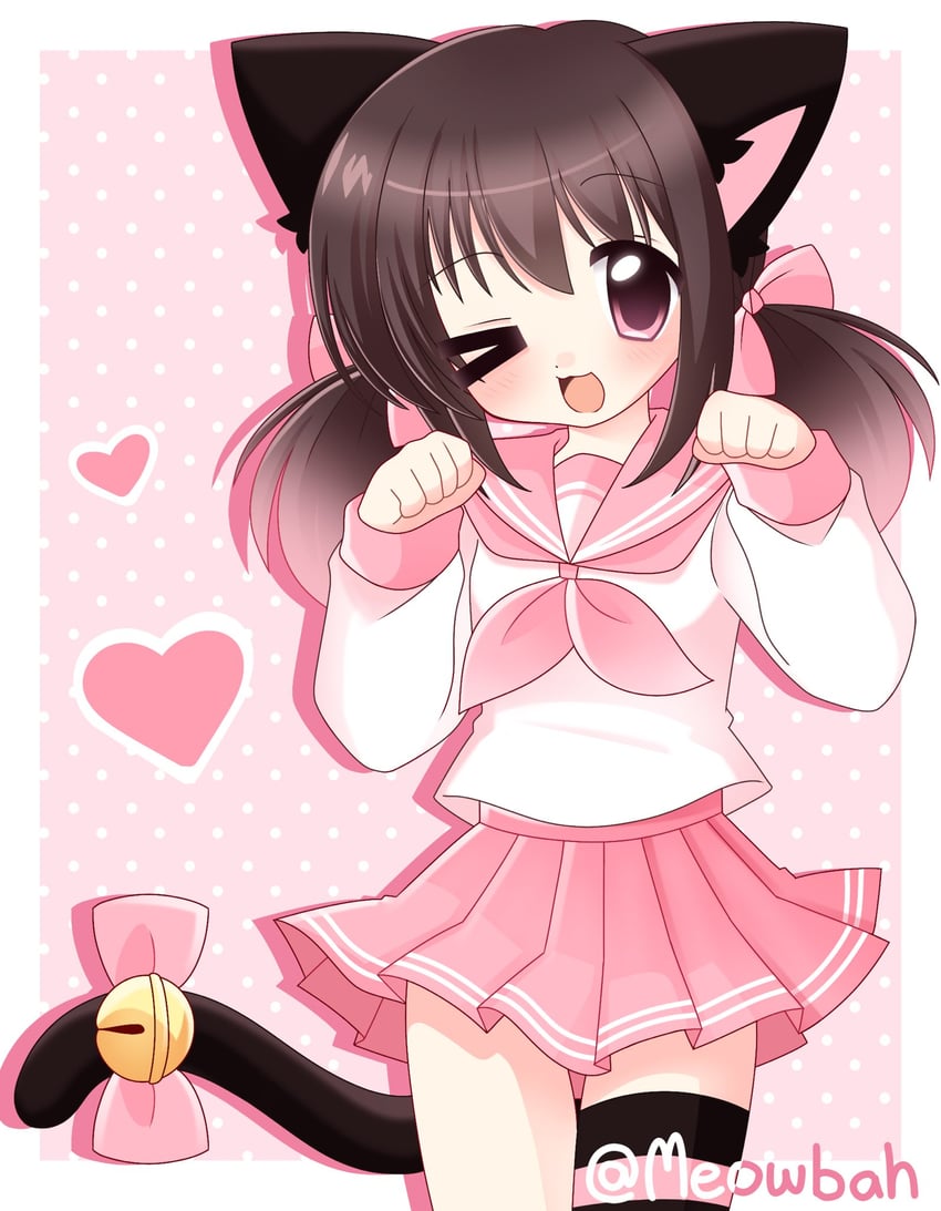 原创、Meowbahh (Vtuber) 1名女孩 2000年代风格 猫脸笑 兽耳 作者名