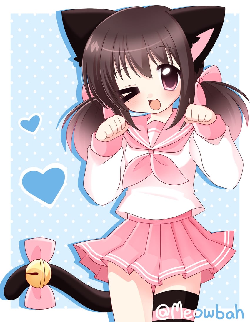 原创、Meowbahh (Vtuber) 1名女孩 2000年代风格 猫脸笑 兽耳 作者名
