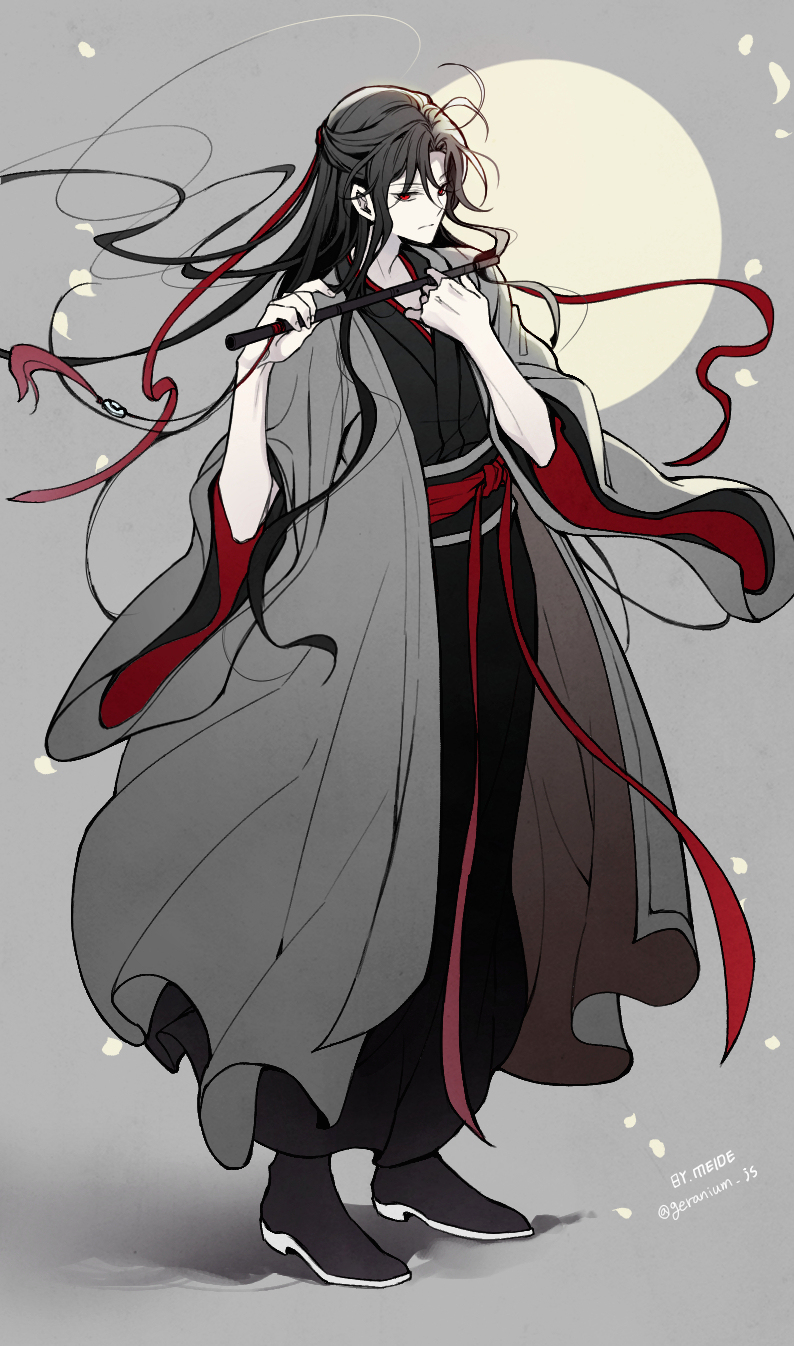 魔道祖师、魏无羡、魏无羡 (夷陵老祖) 1名男孩 呆毛 作者名 黑色靴子 黑发