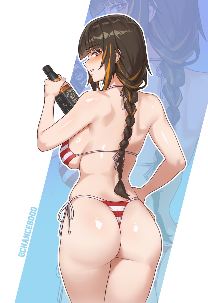 少女前线、M16A1 (少女前线) 1名女孩 美国国旗 星条旗比基尼 美国国旗印花 屁股