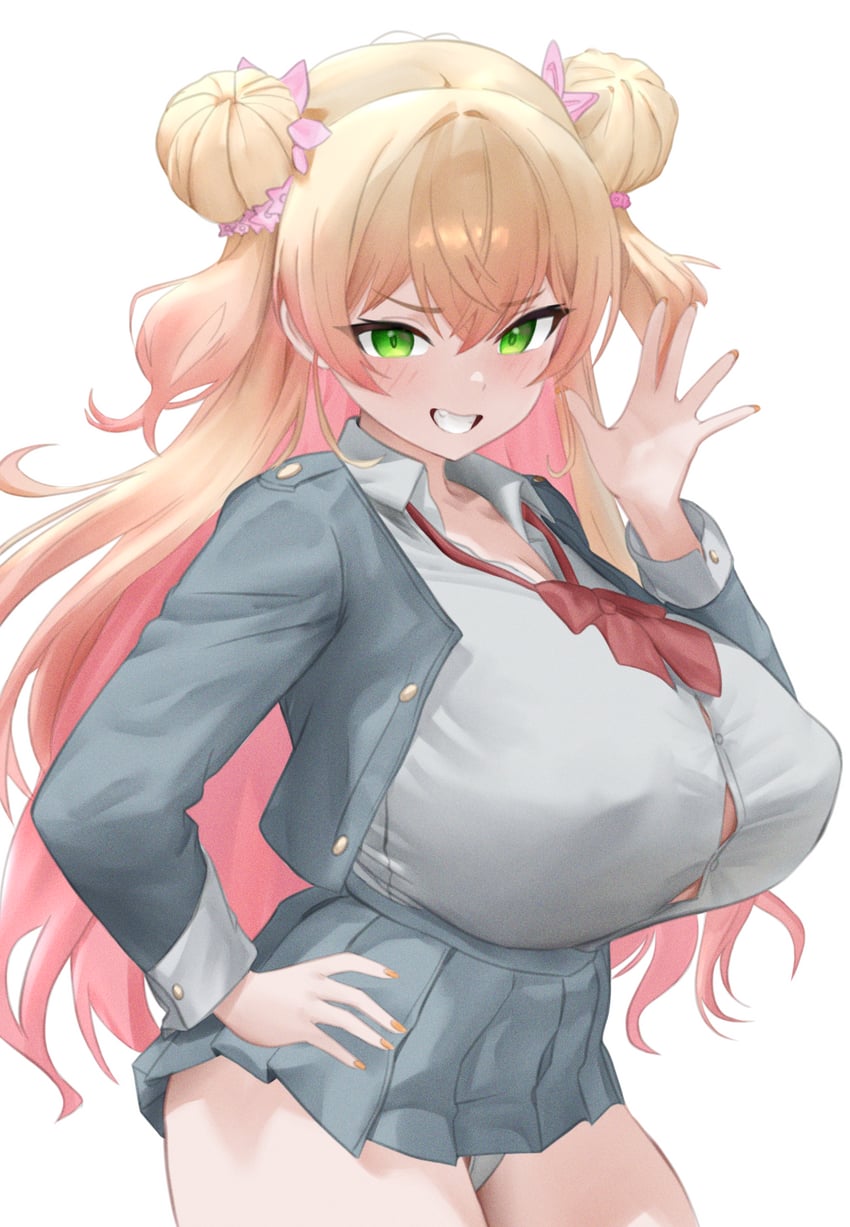 Hololive、桃铃音音 1名女孩 异形乳量 (大) 替换服装 举手 金发