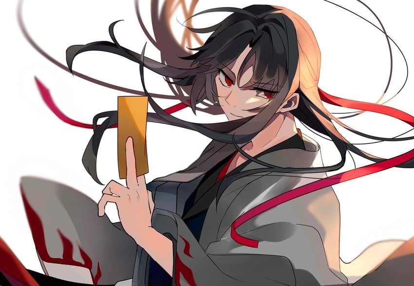 魔道祖师、魏无羡、魏无羡 (夷陵老祖) 1名男孩 中性 指缝 黑发 黑色汉服