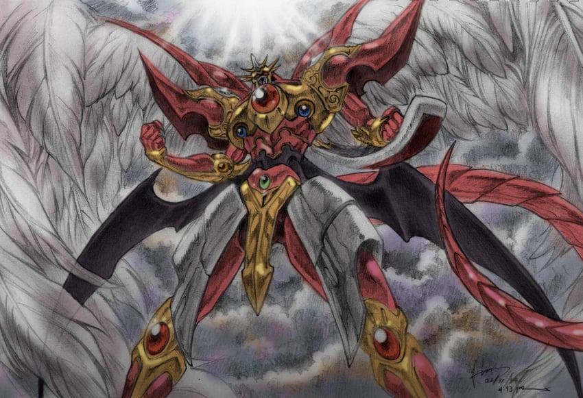 魔法骑士、雷阿斯（角色） 紧握双手 羽翼 灰色背景 灰色翅膀 机甲