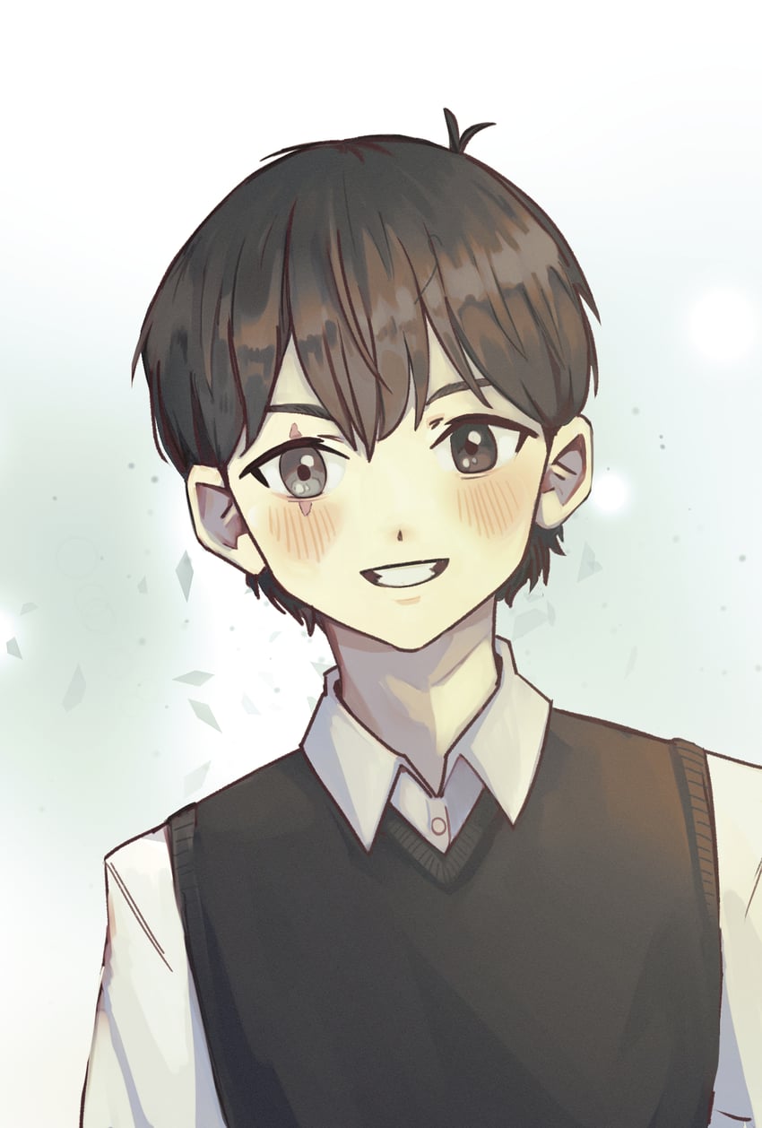 OMORI、Sunny (OMORI) 1名男孩 呆毛 黑瞳 黑发 黑色毛衣背心