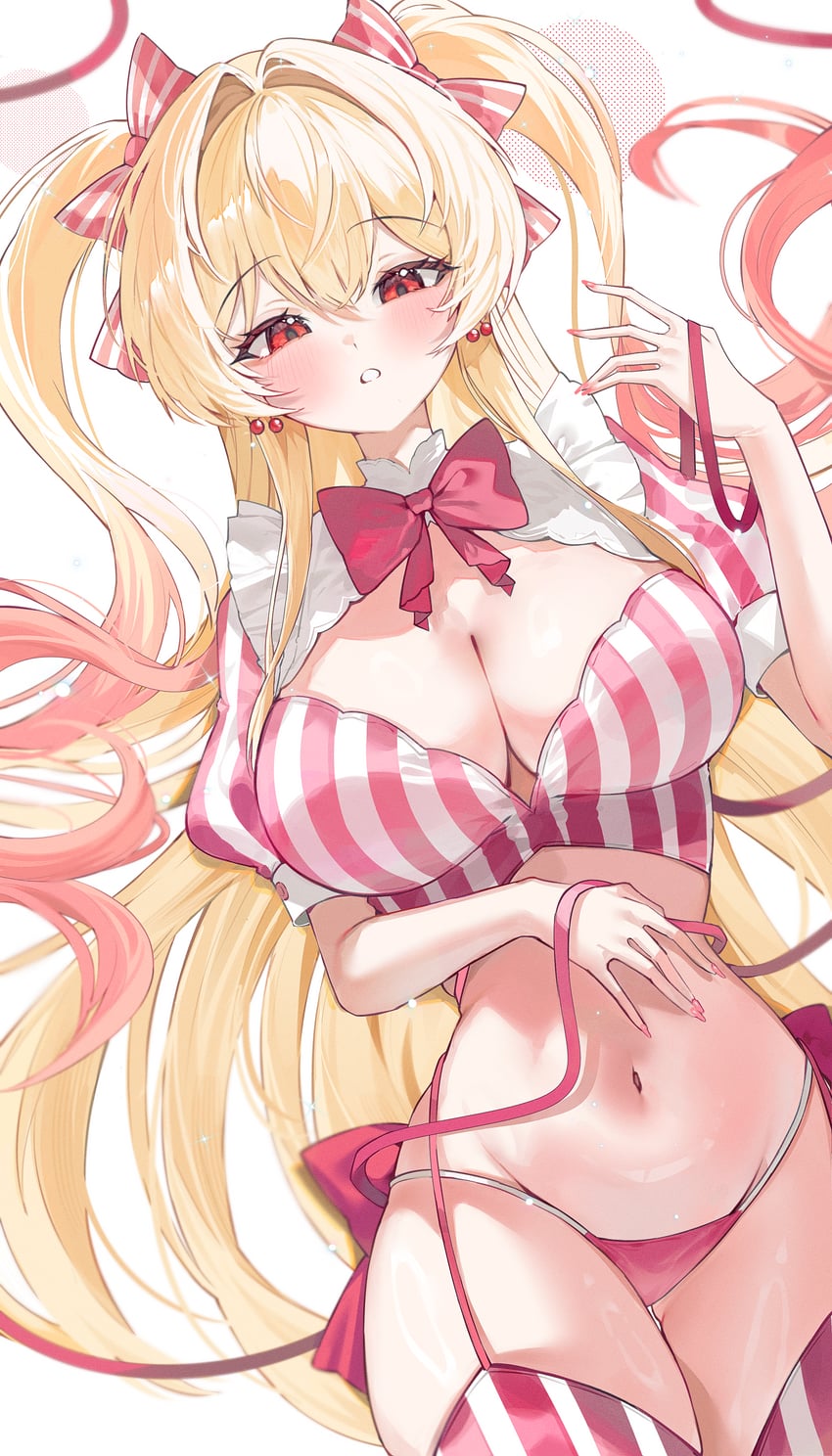 原创、杜鹃花 (Hiyono) 1名女孩 金发 模糊 模糊背景 脸红