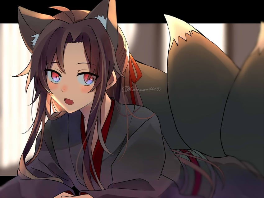 魔道祖师、魏无羡、魏无羡 (夷陵老祖) 1名男孩 呆毛 中性 兽耳 黑发
