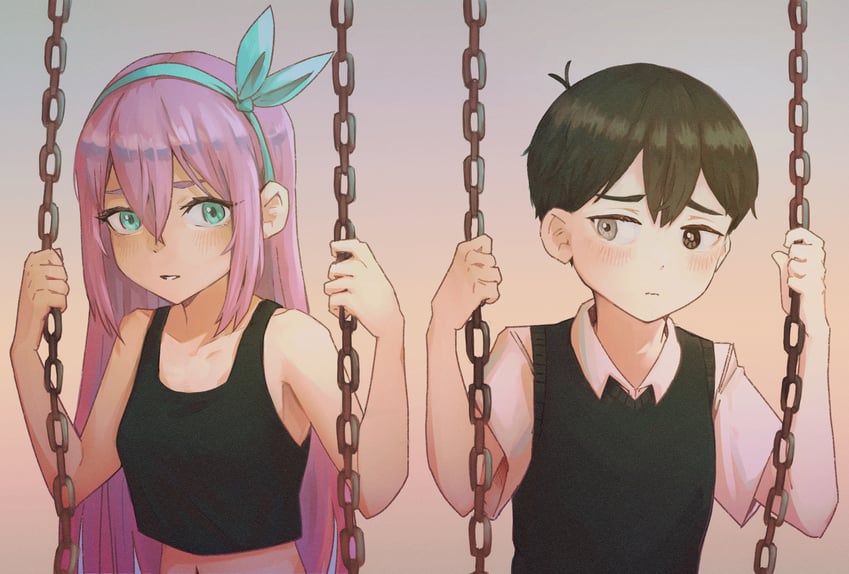 OMORI、阿比 (OMORI)、Aubrey (OMORI) 1名男孩 1名女孩 呆毛 黑瞳 黑发