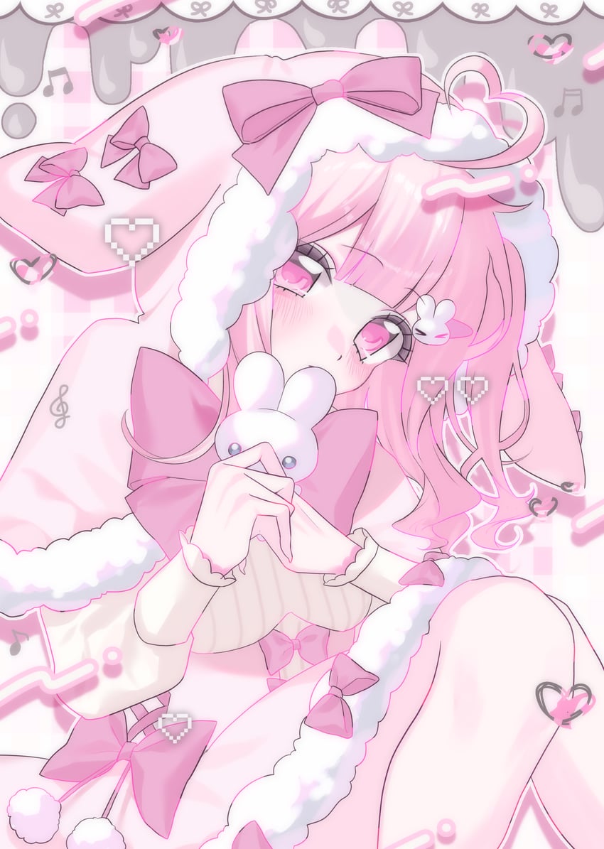 原创 呆毛 兽耳 动物兜帽 齐刘海 脸红