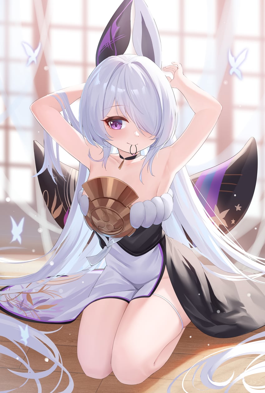 碧蓝航线、unzen-chan (azur lane) 1名女孩 幼化 腋下 举起双手 黑色项圈