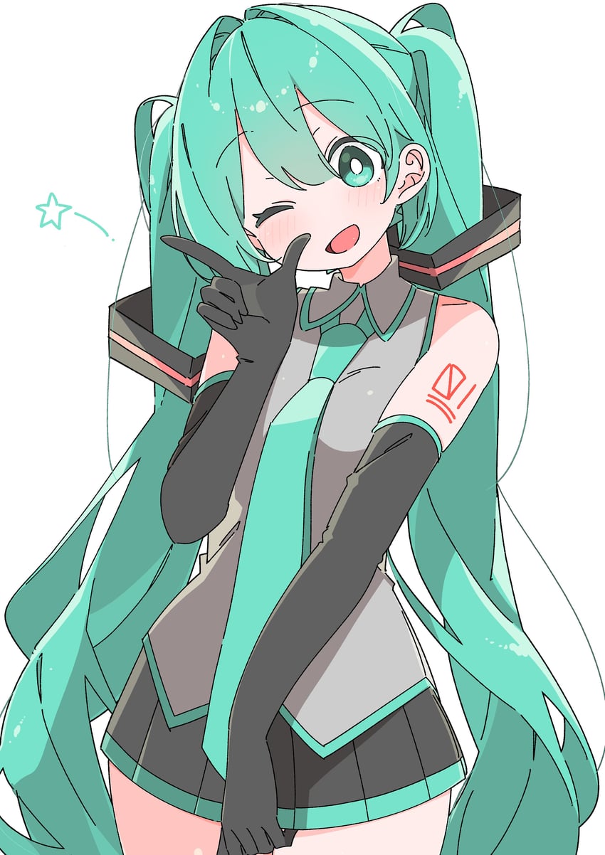 VOCALOID、初音未来 1名女孩 :D 水色瞳 水色发 水蓝色领带