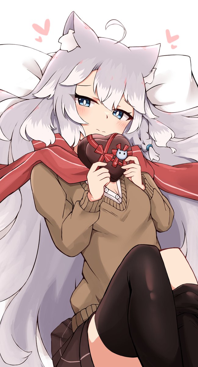 原创 1名女孩 呆毛 兽耳毛 兽耳 不对称腿部穿着