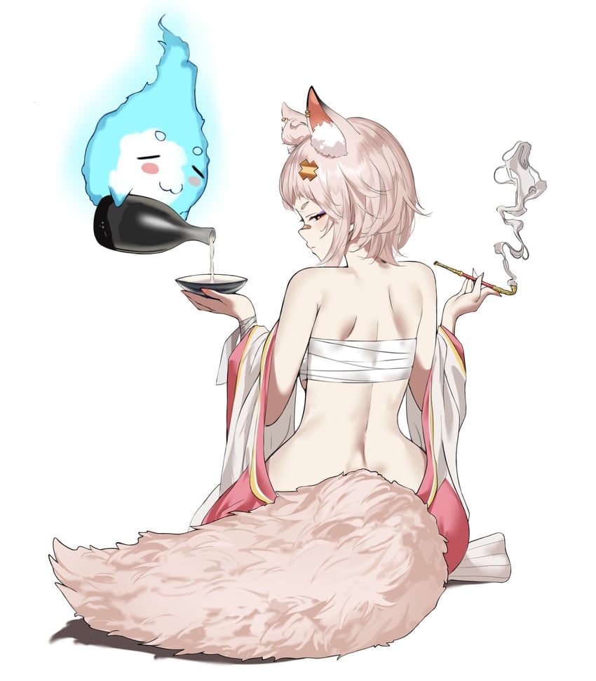 个人势虚拟主播、白彦 1名女孩 兽耳 背影 创可贴 脸上的创可贴