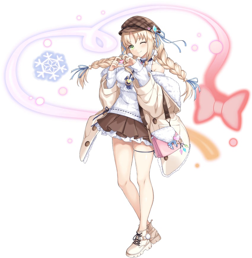 传奇四叶草、阿纳斯塔西娅 (Legend Clover) 1名女孩 包 露肩 金发 蓝色蝴蝶结