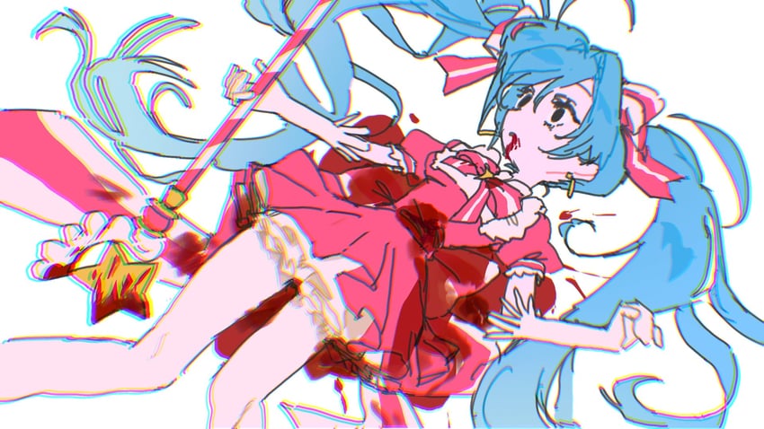立刻轮回 (Vocaloid)、VOCALOID、初音未来 1名女孩 替换服装 黑瞳 流血 血