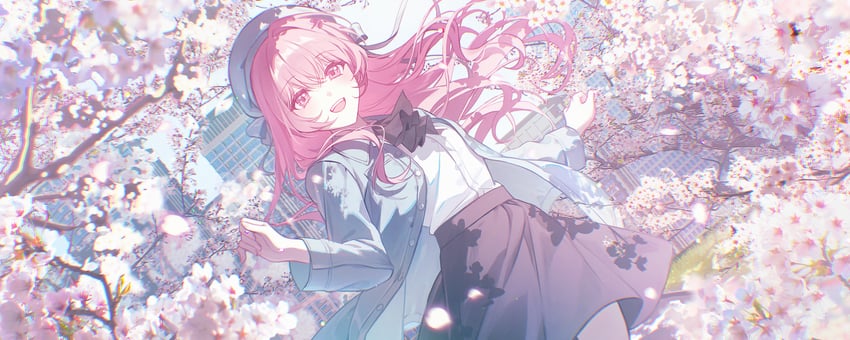 原创 1名女孩 黑色领巾 黑色裙子 蓝帽子 蓝色夹克