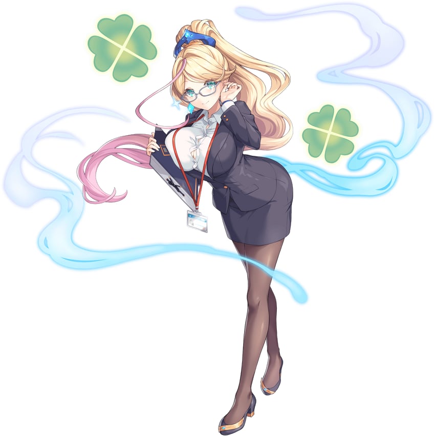 传奇四叶草、nadia (legend clover) 1名女孩 黑色连裤袜 金发 乳房压迫 乳房