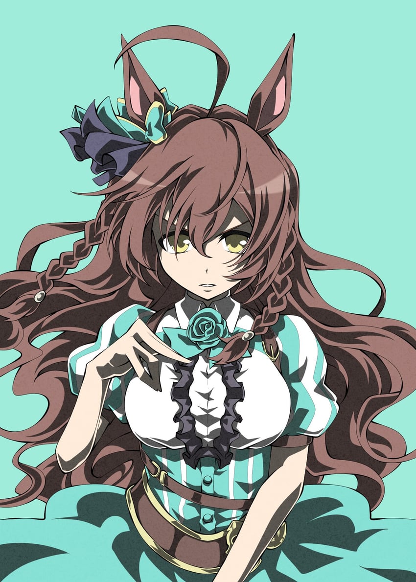 赛马娘、目白光明 (Brunissage Line) (赛马娘)、目白光明 (赛马娘) 1名女孩 呆毛 兽耳 水色花 水蓝玫瑰
