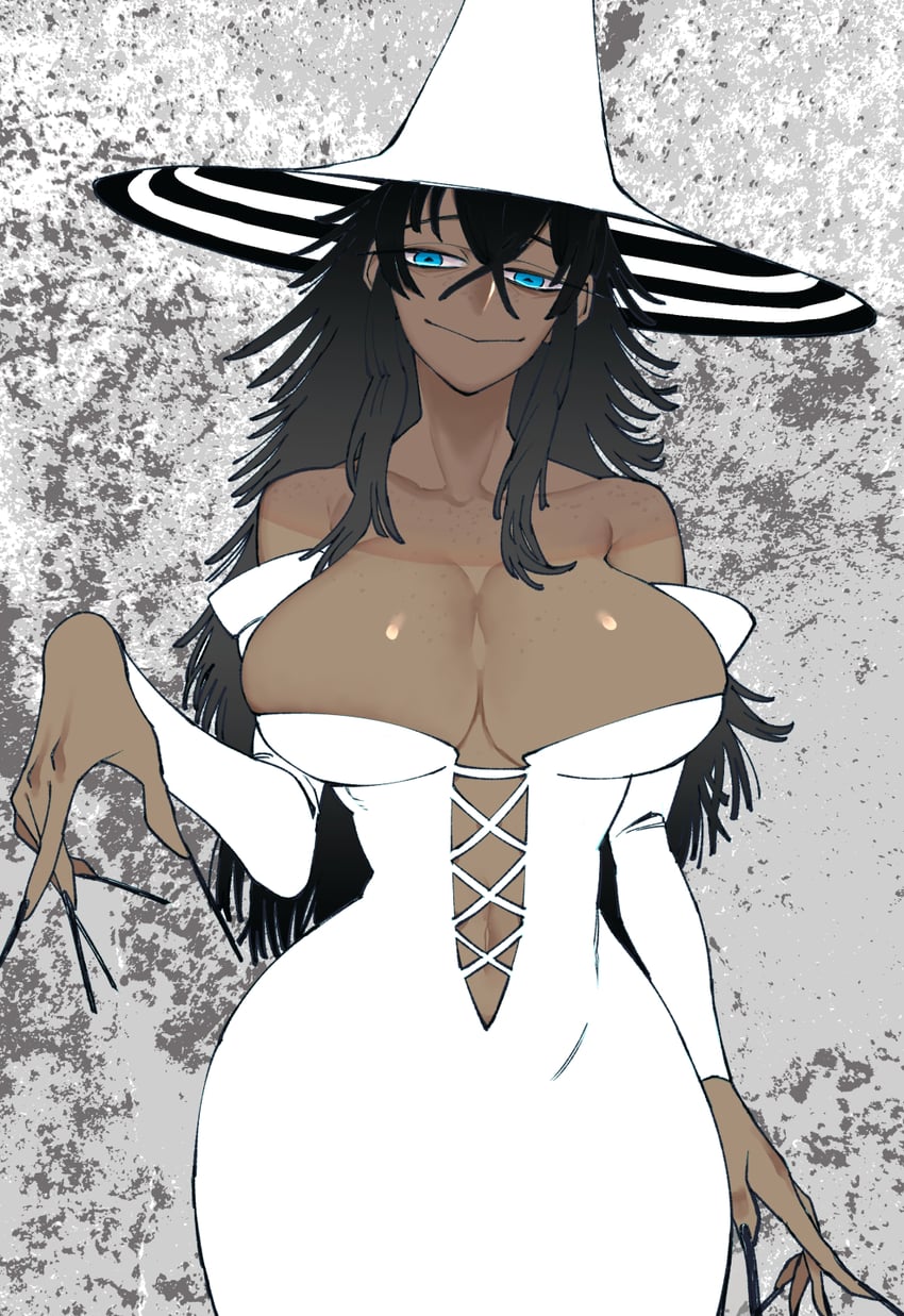 原创 露肩 黑发 蓝眼 全身雀斑 乳房