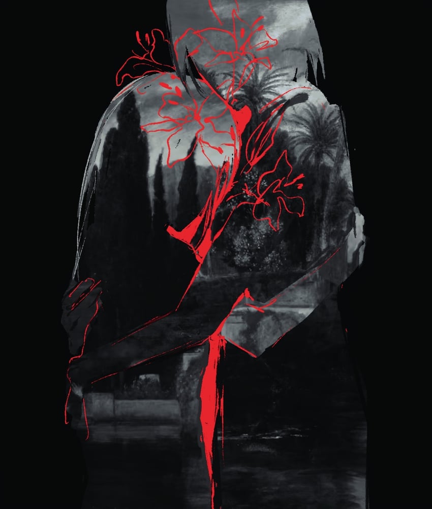 isle of life (painting)、死亡之岛（画作）、信号 (游戏) 2名女孩 抽象 黑色背景 牛仔镜头 双重曝光