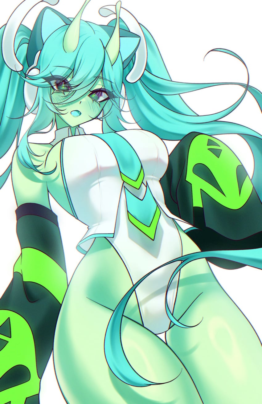 VOCALOID、Glorpi 初音 (Dyarikku)、初音未来 1名女孩 外星人 外星人图案 兽耳 触角