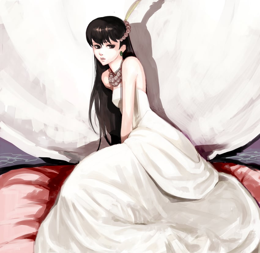 angel no oka 1名女孩 露肩 黑发 乳房 棕眼睛