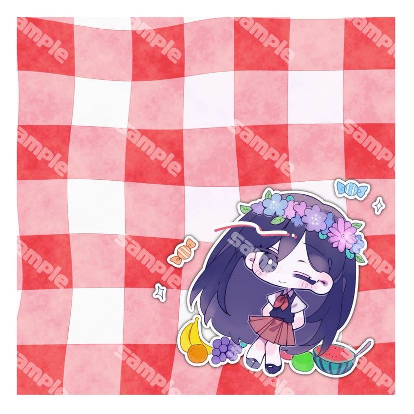 OMORI、Mari (Omori)、Mari (Omori) 1名女孩 双手背在身后 香蕉 脸红 亮瞳