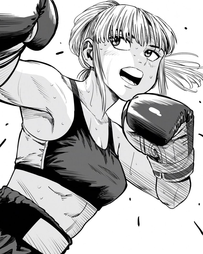 原创 1名女孩 拳击 拳击手套 拳击短裤 乳房